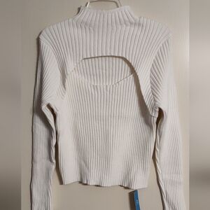 CupShe Women's cutout long sleeve mock neck rib sweater in XL